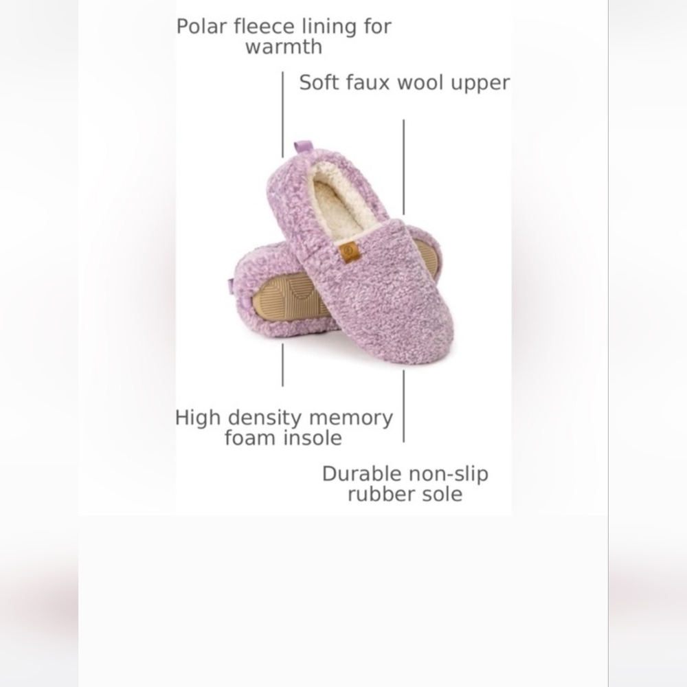 Everfoams Cozy Pink Fuzzy Slippers NWOT Size 9/10 - Picture 4 of 5